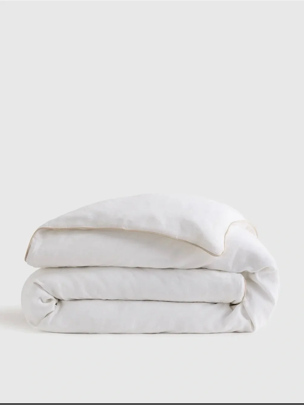 Quince European Linen Piped Duvet Cover King/Cali King Color: White Toffee